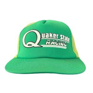 Vintage Quaker State Racing Snapback Trucker‎ Hat Green Adjustable